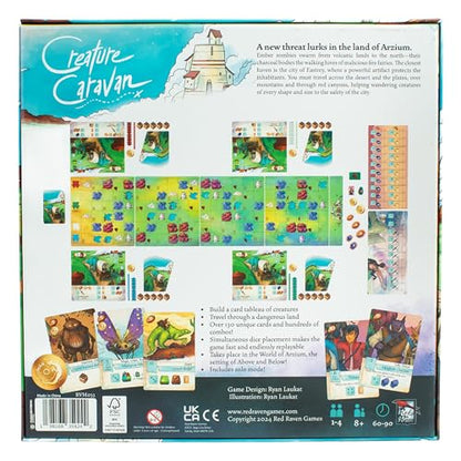 Red Raven Games Creature Caravan Adventure Board Game | Epic Adventure Tableau-Building Board Game of Traveling, Trading & Battling Ember Zombies Across Arzium