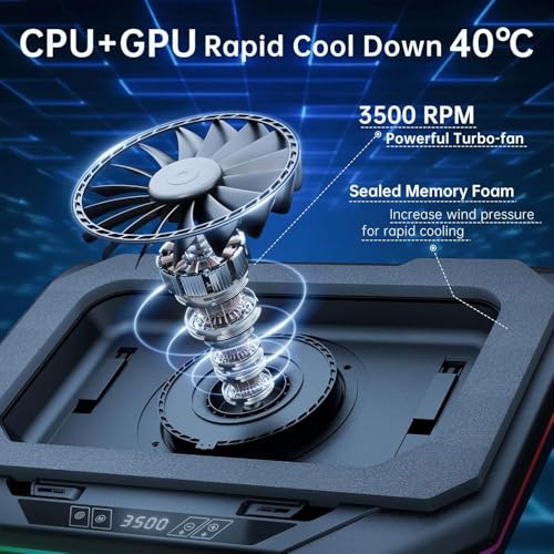 Cooling Pad for Acer Predator Triton NEO 16 PTN16-51 Gaming Laptop Cooler with Powerful Turbo Cooling Fan Can Fast Cooling CPU+GPU 40°C,Variable Speed,6 RGB Light 3 USB-A