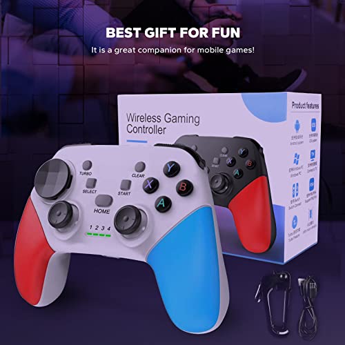Megadream Wireless Mobile Gaming Controller Gamepad for iPhone/Android/iPad/PC/Switch/PS4/iPad Joystick with Phone Holder, Supported Cloud Game, Streaming on PS5/X-box, Turbo, Direct Play, iPhone 17,White - color: White