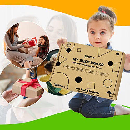 Montessori Busy Board for Toddlers, Wooden Sensory Toys, Preschool Learning Activities for Fine Motor Skills Travel Toy, Basic Life Skills Educational Gifts for 1 2 3 Years Old Kids Boys Girls | Preschool Learning Activities, Basic Life Skills, Fine Motor