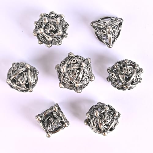 DND Metal Dice Set, UBEUCK 7PCS Gear Metal DND Dice Set for Dungeons & Dragons Board Games Boxes (Antique Nickel dice) - color: Antique Nickel Dice