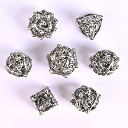 DND Metal Dice Set, UBEUCK 7PCS Gear Metal DND Dice Set for Dungeons & Dragons Board Games Boxes (Antique Nickel dice) - color: Antique Nickel Dice