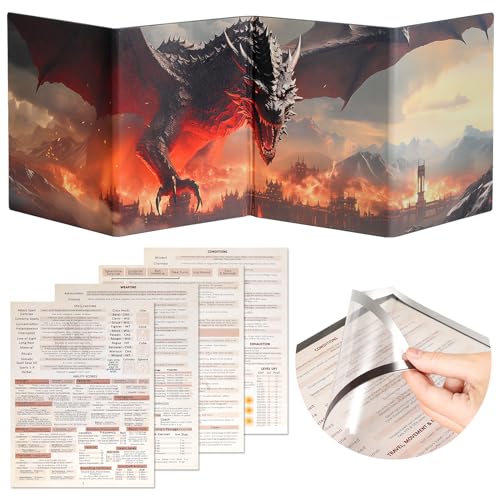Grajar DND Customizable DM Screen & 3 in 1 Dice Rolling Tray with Lid