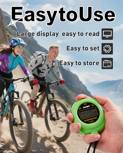 TPNEG Simple Stopwatch Timer - Easy to Use, Set Up, Read, and Carry - Large Display - On/Off, AAA Battery - Ideal for Coaches, Track and Field, Soccer Referees, Sports, Classroom - color: Green