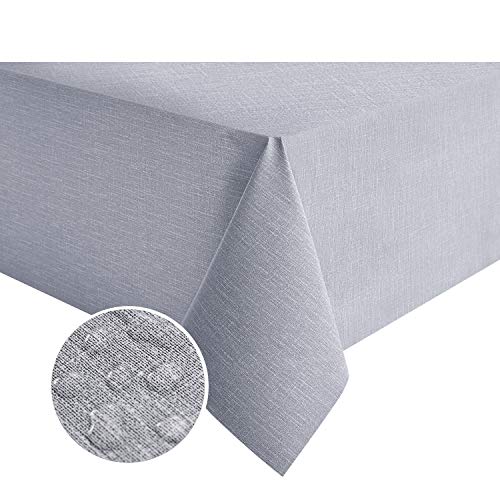 NLMUVW Square Vinyl Tablecloth 48 Inch, 100% Waterproof Oil Proof Grey PVC Table Cloth Wipe Clean Table Cover for Kitchen Dining Picnic - color: Grey, size: 48" x 48" (Square)