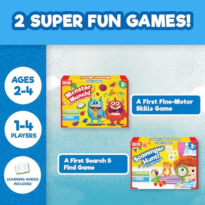 Doctor Jupiter My First Box of Games for Ages 2-4 | Set of Monster Munch, Scavenger Hunt Sight Word Board Games | Montessori Educational Toys, Learning Activites - style: My First Box of Games: 2+