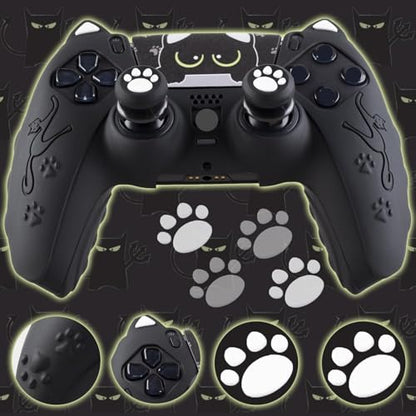 Silicone Skin Cover Sticker x 1 & Extender Grips x 2 for PS5 Controller Cats Black - color: 1