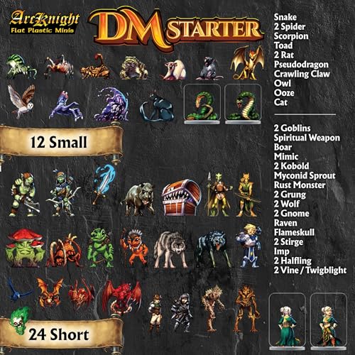 Arcknight DM Starter Set - 162 Flat DND Minatures for Dungeons and Dragons, Pathfinder & More - Double-Sided, Full-Color Artwork