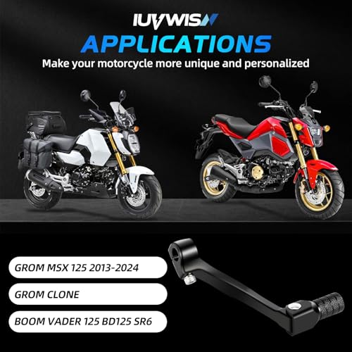 Motorcycle Folding Gear Shifter Shift Lever CNC for Grom MSX 125 2013-2024 Grom Clone Boom Vader 125 BD125 SR6 Black - color: Black