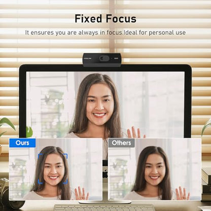 1080P Webcam with Built-in Microphone, W2N Web Cam, Privacy Cover, 75° FOV, Noise Cancellation, Plug & Play Web Camera for Computer, USB Webcam for Pc, Laptop, Desktop, Mac