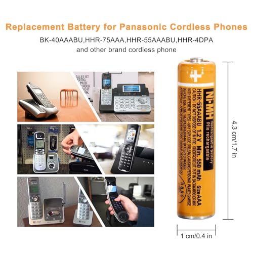 NI-MH AAA Rechargeable Battery 1.2V 550mah 8-Pack hhr-55aaabu AAA Batteries for Panasonic Cordless Phones, Remote Controls, Electronics | 550mAh Pre-Charged，Ready to Use,low self-discharge, 2500 cycles,for Remote Controls,Toys，Clocks - size: 550-8