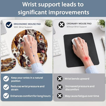 Wrist Rest Mouse Pad and Keyboard Support Set,Cute Dog 3 in 1 Ergonomic Memory Foam Mousepad with Non Slip Base, Gaming Mouse Pad for Office and Home - color: Cute Dog