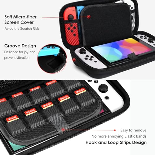 For Nintendo Switch OLED/Switch Hard Carrying Case, 10 Game Card Slots, ABS Hard Shell, Portable Travel Bag with Handle, Shockproof & Waterproof Protective Storage Pouch for Console, Joy-Cons - size: For Nintendo Switch 1