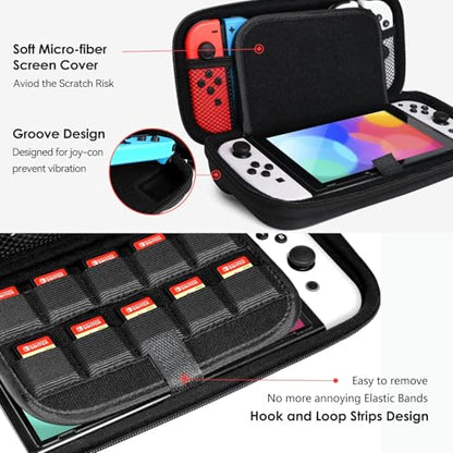 For Nintendo Switch OLED/Switch Hard Carrying Case, 10 Game Card Slots, ABS Hard Shell, Portable Travel Bag with Handle, Shockproof & Waterproof Protective Storage Pouch for Console, Joy-Cons - size: For Nintendo Switch 1