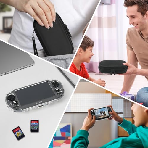Jekarsy 3-in-1 Kit for PS Vita Case Bundle, Hard EVA Carrying Case for Sony PS Vita 1000/2000, Two Clear Crystal Cases for PSV 1000/2000, Console & Other Accessories Not Included