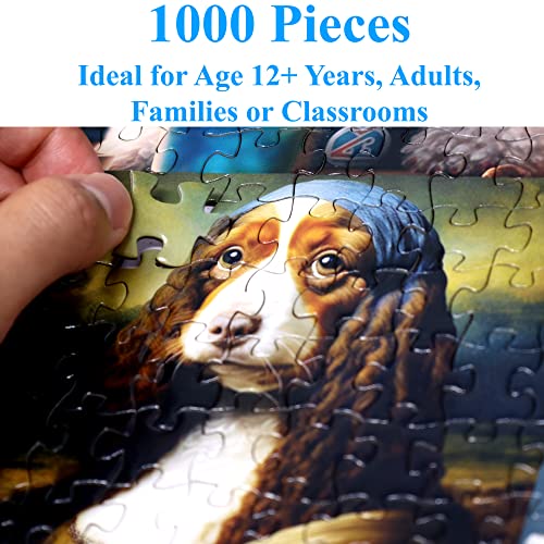 Think2Master Funny Dogs 1000 Pieces Jigsaw Puzzle Featuring heartwarming Puppies and Dogs. Fun for Teens, Seniors & Families. Great Gift for Ages 13+ Size: 26.8” x 18.9 - style: Funny Dogs