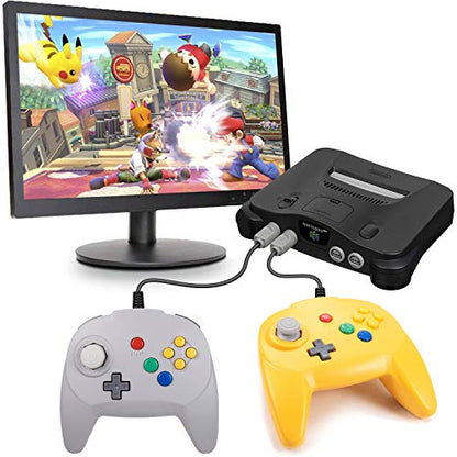 KIWITATA Retro N64 Mini Controller, Classic Wired N64 Game 64-bit Upgraded Joystick Controller for Video Game Console N64 System Yellow - color: yellow