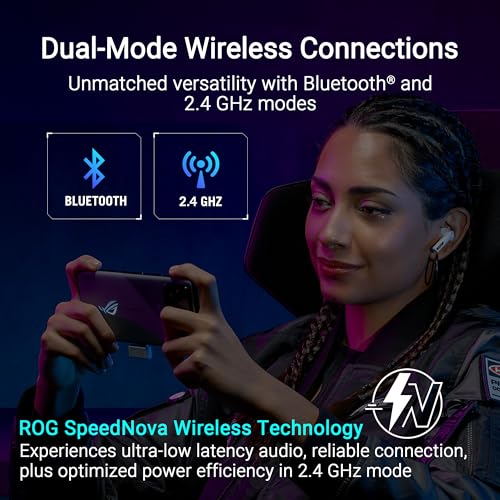 ASUS ROG Cetra True Wireless SpeedNova Gaming Earbuds – Dual-Mode (BT, 2.4GHz), Dirac Opteo, Bone-Conduction AI Mic, Adaptive ANC, 46Hr Battery, for PC, PS5, PS4, Switch, Mobile, ROG Ally/X - White - color: White, size: Cetra True WL SpeedNova (In-Ear)