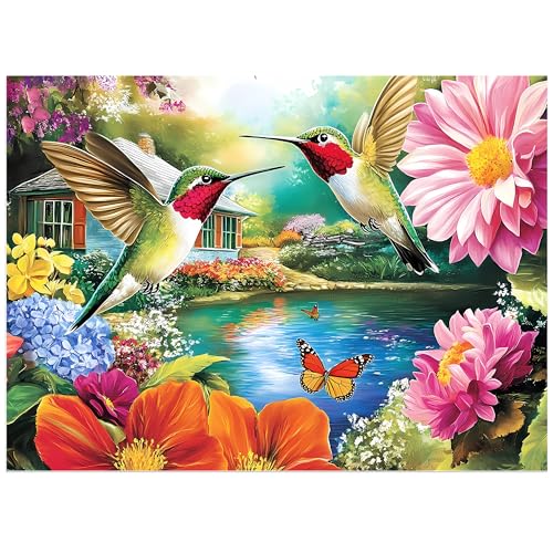 500 Pieces Puzzles for Adults Puzzle Hummingbird Flower Jigsaw Puzzles 500 Piece for Seniors, Letters on Back Challenging Toys Great Gift for Family Friends 20.5 x 15 in - style: Hummingbird Puzzle