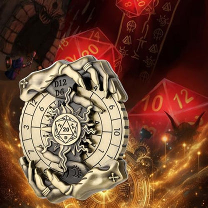 Spinner DND Dice Set, Metallic D&D Dice, Magic Hand Roulette Dice Spinner for DND Dice Set, D&D Gifts with Gift Box, Role Playing Game Board Game Accessories, Bronze - color: Bronze