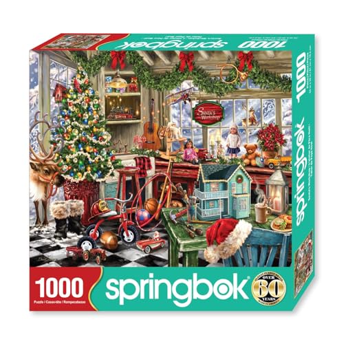 Springbok's Santa's Workshop 1000 Piece Jigsaw Puzzle by Artist Dona Gelsinger Features The Famous Christmas Workshop of Santa's Elves - style: Santa's Workshop
