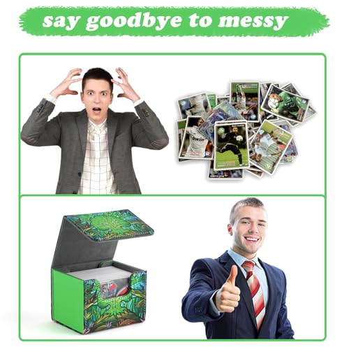 Deck Box for MTG Cards, Trading Commander Deck Case Holds 120+ Sleeved Cards, PU Leather Magnetic Collectible Card Storage Box Fits for TCG Magic Card (A-Green) - color: A-Green