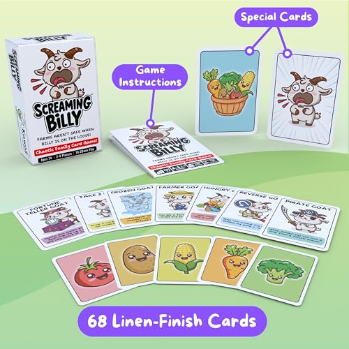 Screaming Billy Goat Family Card Game for Kids & Adults Game Night, Ages 7+ | Easy to Learn, Matching & Set-Collection, Slap Moments & Surprise Twists, 10-15 Min, 2-4 Players, Screen-Free, 8-12