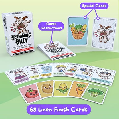 Screaming Billy Goat Family Card Game for Kids & Adults Game Night, Ages 7+ | Easy to Learn, Matching & Set-Collection, Slap Moments & Surprise Twists, 10-15 Min, 2-4 Players, Screen-Free, 8-12