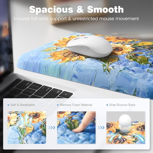 Ospelelf Mouse Pad with Wrist Rest Ergonomic Comfortable Pain Relief Mousepad Wrist Support for Computer Sunflower - color: Sunflower