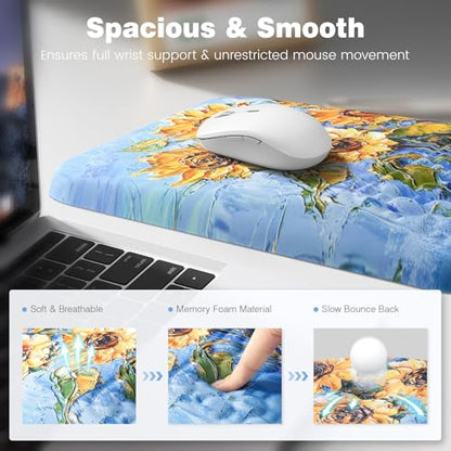 Ospelelf Mouse Pad with Wrist Rest Ergonomic Comfortable Pain Relief Mousepad Wrist Support for Computer Sunflower - color: Sunflower