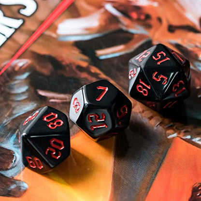 6 Sets DND Dice, Polyhedral Dice Set (42pcs) with Leather Dice Bag, D&D Dice Set for Dungeons and Dragons, RPG Table Games (Sickle Font Black Series) - color: 6 Sets All in Black