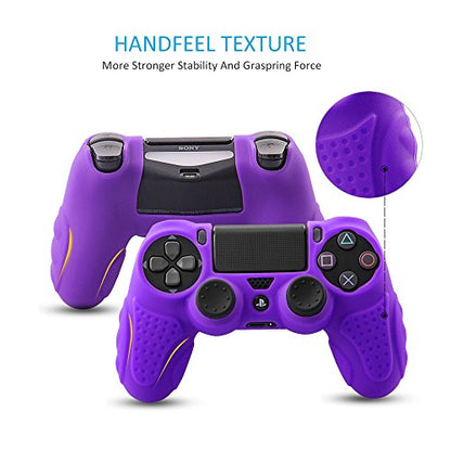 CHINFAI PS4 Controller DualShock4 Skin Grip Anti-Slip Silicone Cover Protector Case for Sony PS4/PS4 Slim/PS4 Pro Controller with 8 Thumb Grips (Purple) - color: Purple