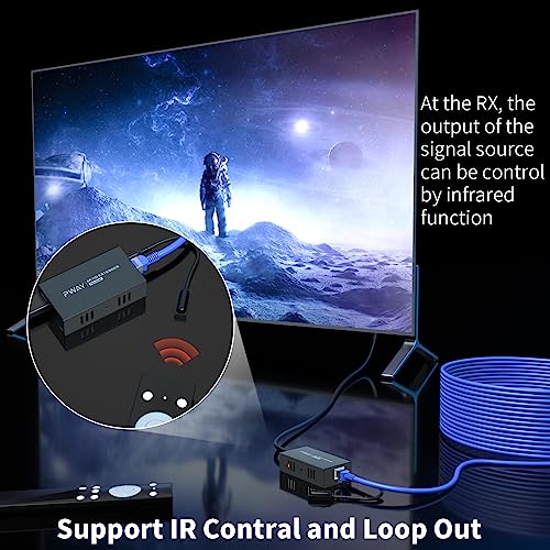 4K @60Hz HDMI Extender Splitter 1x2 Video by CAT5 CAT6 CAT7 Ethernet Cable | Extend 196ft, with IR, Support HDR10-Loop Out-Poc, Work with large UHD TVs, for Church, Classroom, Sports Events - size: 1x2 4K60Hz 196ft