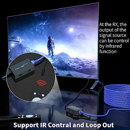 4K @60Hz HDMI Extender Splitter 1x2 Video by CAT5 CAT6 CAT7 Ethernet Cable | Extend 196ft, with IR, Support HDR10-Loop Out-Poc, Work with large UHD TVs, for Church, Classroom, Sports Events - size: 1x2 4K60Hz 196ft