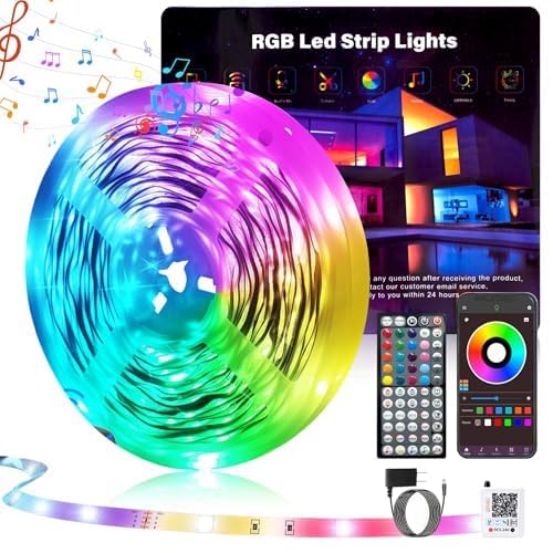 GANZQH 65.6FT Led Lights for Bedroom, Color Changing RGB Led Strip Lights | Music Sync Led Light Strip with Remote and App Control, DIY Led lights for Room Home Indoor Decor Ambient Lighting (1*65.6FT) - size: 65.6FT
