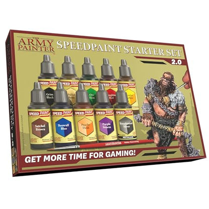 The Army Painter, Speedpaint Starter Set 2.0, 10 x 18 ml | Colori acrilici per modellismo e 1 pennello base gratuito, per Warhammer 40k e Dungeons and Dragons