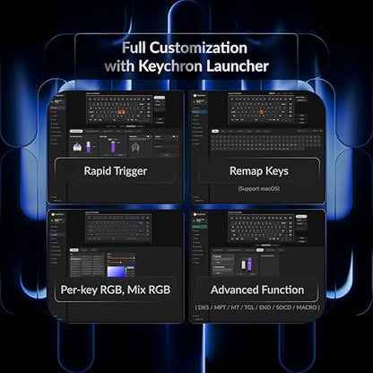 Keychron J2 HE Hall Effect Wired Gaming Keyboard Volume Knob, 8000Hz Rapid Trigger Programmable RGB Hot-Swap Ultra-Fast Magnetic Linear Switch, Non-Shine-Through PBT for Mac Windows Linux - 75% Layout