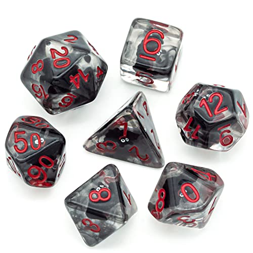 Cusdie 7-Die Dice DND, Polyhedral Dice Set Filled with Animal, for Halloween Role Playing Game D&D Dice(Bat) - color: Black Bat