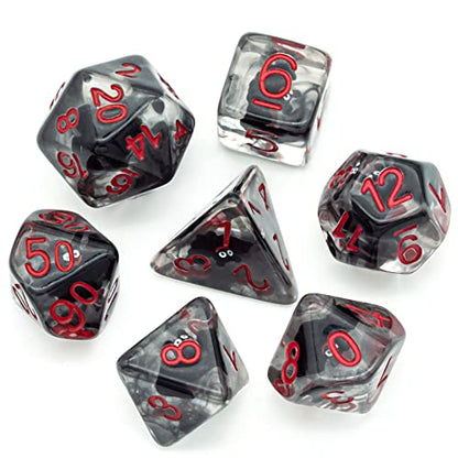 Cusdie 7-Die Dice DND, Polyhedral Dice Set Filled with Animal, for Halloween Role Playing Game D&D Dice(Bat) - color: Black Bat