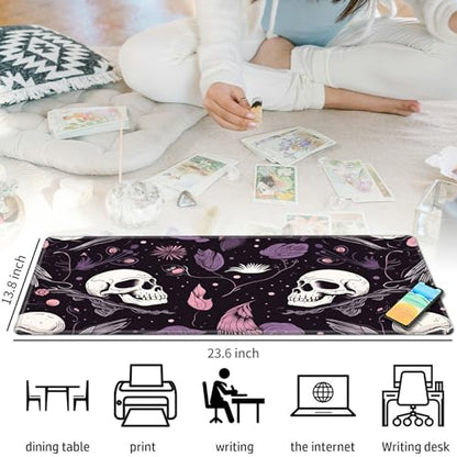 Raven Skulls for MTG & TCG Playmat Mouse Pad, 24" x 14" Game Mat for MTG/RPG/CCG Trading Card Game Playmats Table Mat Perfect for Card Games Video Games Computer Office