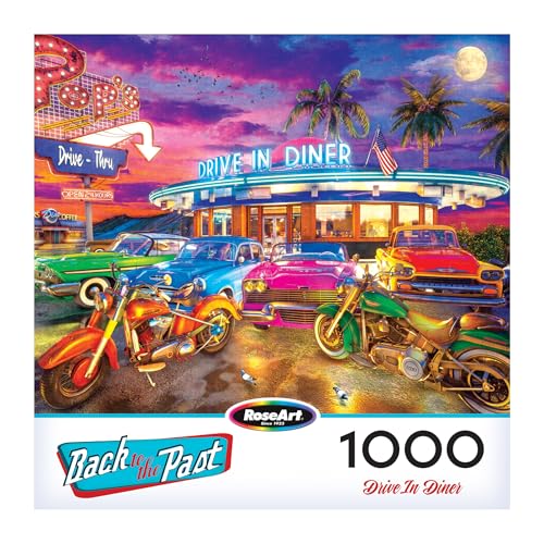 RoseArt - Back to The Past - Drive in Diner - 1000 Piece Jigsaw Puzzle for Adults - style: Drive In Diner