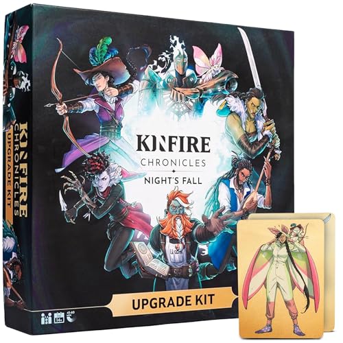 Kinfire Chronicles: Upgrade Kit, Deluxe Accessory Pack with Metal Tokens, Acrylic Standees, Neoprene Mats, Custom Sleeves, Alternate Seeker Skins & DIY Quest, Ages 14+(Not Standalone, Needs Base Game)