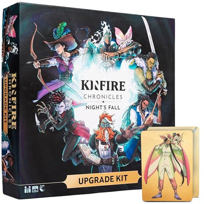 Kinfire Chronicles: Upgrade Kit, Deluxe Accessory Pack with Metal Tokens, Acrylic Standees, Neoprene Mats, Custom Sleeves, Alternate Seeker Skins & DIY Quest, Ages 14+(Not Standalone, Needs Base Game)