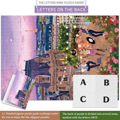 HUADADA Puzzles for Adults 1000 Pieces -Romantic Sunset & Music Band Themed Jigsaw Puzzle 1000 Pieces,Family Interactive Game & Wall Art Gift - color: Romantic Sunset & Music Band Themed