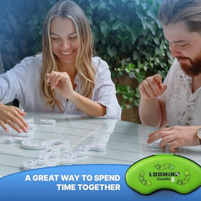 Queensell Loomino - Curved Dominoes Set for Kids and Adults — New Generation Dominoes for Family Game Night — Family Board Games for Kids and Adults - size: Loomino Double 6