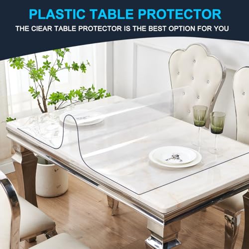 12x36 Inch Transparent PVC Table Protector 1.5mm Thick Rectangle Crystal Desk Protector for Side Table Dresser Writing Desk Waterproof Plastic Table Cover Cloth Non-Slip Easy Clean Table Pad - size: 12"x36"