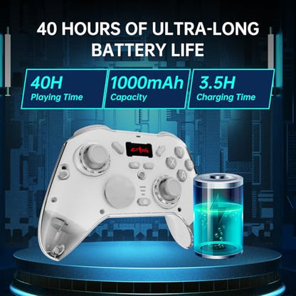 hosowe Wireless Mobile Gaming Controller Compatible for PC/Switch/Android/iOS, Interactive Screen PC Controller with Programmable, Hall Effect Joysticks&Triggers, Vibration, Motion Control (White) - color: White