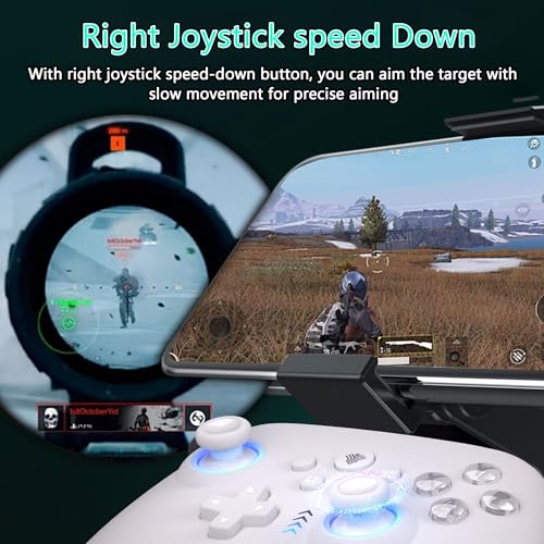 YUYIU Wireless Gaming Controller for PC, Switch, Steam Deck, Android, iOS | Bluetooth Controller with Hall Effect Joystick/RGB/1000Hz/Turbo/Macro/800mAh Battery/6-Axis Gyro/Vibration (White) - color: White