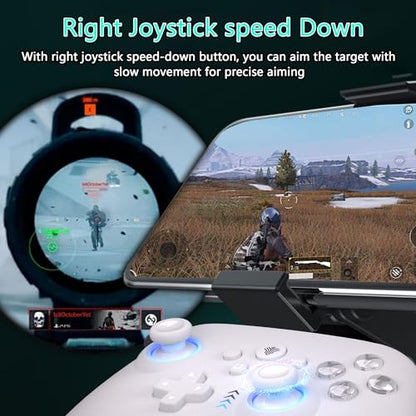 YUYIU Wireless Gaming Controller for PC, Switch, Steam Deck, Android, iOS | Bluetooth Controller with Hall Effect Joystick/RGB/1000Hz/Turbo/Macro/800mAh Battery/6-Axis Gyro/Vibration (White) - color: White