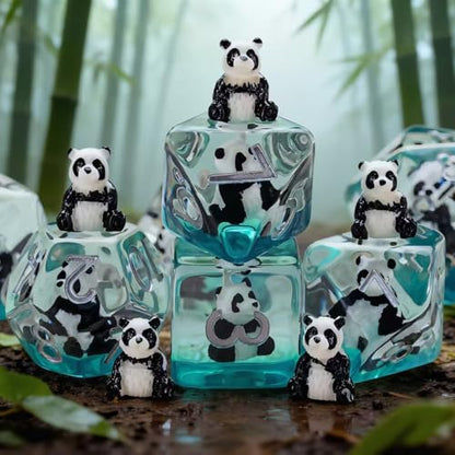 Panda Resin D&D Dice Set, 7-Piece DND Polyhedral Dice (D4, D6, D8, D10, D12, D20, D%) Dungeons and Dragons Dice Set - color: Panda